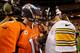 DENVER, CO - SEPTEMBER 09: Quarterback Peyton Manning #18 of the Denver Broncos and quarterback Ben Roethlisberger #7 of the Pittsburgh Steelers meet at mid field after the Broncos defeated the Steelers 31-19 at Sports Authority Field at Mile High on September 9, 2012 in Denver, Colorado. (Photo by Doug Pensinger/Getty Images)