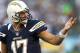 SAN DIEGO, CA - AUGUST 18: Quarterback Philip Rivers #17 of the San Diego Chargers gestures to the sideline during the game against the Dallas Cowboys at Qualcomm Stadium on August 18, 2012 in San Diego, California. The Chargers won 28-20. (Photo by Stephen Dunn/Getty Images)