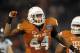 Dec 28, 2011; San Diego, CA, USA; Texas Longhorns defensive end Jackson Jeffcoat (44) reacts during the 2011 Holiday Bowl against the California Golden Bears at Qualcomm Stadium. Texas defeated California 21-10. Mandatory Credit: Kirby Lee/Image of Sport-US PRESSWIRE