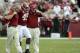 September 8, 2012; Tuscaloosa, AL, USA; Alabama Crimson Tide running back Jalston Fowler (45) gets helped off the field by trainers during the fourth quarter against the Western Kentucky Hilltoppers at Bryant Denny Stadium. The Alabama Crimson Tide defeated the Western Kentucky Hilltoppers 35-0. Mandatory Credit: John David Mercer-US PRESSWIRE