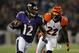 BALTIMORE, MD - SEPTEMBER 10: Wide receiver Jacoby Jones #12 of the Baltimore Ravens runs after a catch against cornerback Nate Clements #22 of the Cincinnati Bengals in the first half at M&T Bank Stadium on September 10, 2012 in Baltimore, Maryland. (Photo by Patrick Smith/Getty Images)