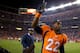 DENVER, CO - SEPTEMBER 9: Cornerback Tracy Porter #22 of the Denver Broncos celebrates as he runs off the field after defeating the Pittsburgh Steelers 31-19 at Sports Authority Field Field at Mile High on September 9, 2012 in Denver, Colorado. (Photo by Justin Edmonds/Getty Images)
