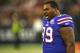 TORONTO, ON - OCTOBER 30: Marcell Dareus #99 of the Buffalo Bills celebrates one of his 2.5 sacks against the Washington Redskins at Rogers Centre on October 30, 2011 in Toronto, Ontario. Buffalo won 23-0. (Photo by Rick Stewart/Getty Images)