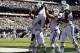 EAST RUTHERFORD, NJ - SEPTEMBER 09: Stephen Hill #84 of the New York Jets celebrates his touchdown catch by jumping into the arms of teammates against the Buffalo Bills during their season opener at MetLife Stadium on September 9, 2012 in East Rutherford, New Jersey. The Jets defeated the Bills 48-28. (Photo by Rich Schultz /Getty Images)