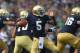 SOUTH BEND, IN - SEPTEMBER 08: Everett Golson #5 of the Notre Dame Fighting Irish passes against the Purdue Boilermakers at Notre Dame Stadium on September 8, 2012 in South Bend, Indiana. Notre Dame defeated Purdue 21-17. (Photo by Jonathan Daniel/Getty Images)