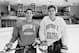Mike (left) and Mark Bavis at BU's Walter Brown Arena (Boston University photo).