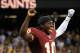 NEW ORLEANS, LA - SEPTEMBER 09: Robert Griffin III #10 of the Washington Redskins celebrates a 40-32 win against the New Orleans Saints during the season opener at Mercedes-Benz Superdome on September 9, 2012 in New Orleans, Louisiana. (Photo by Ronald Martinez/Getty Images)