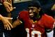 September 9, 2012; New Orleans, LA, USA; Washington Redskins quarterback Robert Griffin III (10) celebrates following a win over the New Orleans Saints at the Mercedes-Benz Superdome. The Redskins defeated the Saints 40-32. Mandatory Credit: Derick E. Hingle-US PRESSWIRE