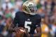 SOUTH BEND, IN - SEPTEMBER 08: Everett Golson #5 of the Notre Dame Fighting Irish looks for a receiver against the Purdue Boilermakers at Notre Dame Stadium on September 8, 2012 in South Bend, Indiana. Notre Dame defeated Purdue 21-17. (Photo by Jonathan Daniel/Getty Images)