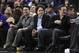 April 26, 2012; Sacramento, CA, USA; Sacramento Kings owners Phil Maloof, George Maloof, and Gavin Maloof sit court side during the second quarter against the Los Angeles Lakers at Power Balance Pavilion. Mandatory Credit: Kelley L Cox-US PRESSWIRE