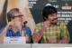 Feb 21, 2012; Beverly Hills, CA, USA; Manny Pacquiao (right) and trainer Freddie Roach at a press conference at the Beverly Hills Hotel. Mandatory Credit: Kirby Lee/Image of Sport-US PRESSWIRE