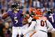 BALTIMORE, MD - SEPTEMBER 10: Quarterback Joe Flacco #5 of the Baltimore Ravens throws a pass against the Cincinnati Bengals during the first half at M&T Bank Stadium on September 10, 2012 in Baltimore, Maryland. (Photo by Rob Carr/Getty Images)