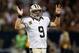 NEW ORLEANS, LA - SEPTEMBER 09: Drew Brees #9 of the New Orleans Saints looks to the sideline for the play against the Washington Redskins at Mercedes-Benz Superdome on September 9, 2012 in New Orleans, Louisiana. (Photo by Chris Graythen/Getty Images)