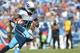 Sep 09, 2012; Nashville, TN, USA; Tennessee Titans running back Chris Johnson (28) runs with the ball after a reception against the New England Patriots during the second half at LP Field. The Patriots beat the Titans 34-13. Mandatory credit: Don McPeak-US PRESSWIRE