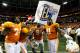 ATLANTA, GA - AUGUST 31: Antonio Richardson #74, Mychal Rivera #81, Darrington Sentimore #94 and Dallas Thomas #71 of the Tennessee Volunteers celebrate after their 35-21 win over the North Carolina State Wolfpack at Georgia Dome on August 31, 2012 in Atlanta, Georgia. (Photo by Kevin C. Cox/Getty Images)