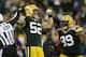 GREEN BAY, WI - SEPTEMBER 13: Clay Matthews #52 and Jerel Worthy #99 of the Green Bay Packers celebrate after a sack during first half play against the Chicago Bears at Lambeau Field on September 13, 2012 in Green Bay, Wisconsin. (Photo by Joe Robbins/Getty Images)
