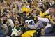 GREEN BAY, WI - SEPTEMBER 13: Tom Crabtree #83 of the Green Bay Packers celebrates with fans after a 27-yard touchdown reception on a fake field goal during first half play against the Chicago Bears at Lambeau Field on September 13, 2012 in Green Bay, Wisconsin. (Photo by Joe Robbins/Getty Images)