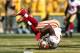 Randy Moss is literally and figuratively falling over himself to prove his worth to the San Francisco 49ers.