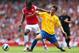 LONDON, ENGLAND - SEPTEMBER 15: Gervinho of Arsenal and Maya Yoshida of Southhampton fight for the ball during the Barclays Premier League match between Arsenal and Southampton at Emirates Stadium on September 15, 2012 in London, England. (Photo by Clive Mason/Getty Images)