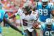TAMPA, FL - SEPTEMBER 9: Quarterback Josh Freeman #5 of the Tampa Bay Buccaneers rushes upfield for a second-quarter gain against the Carolina Panthers at Raymond James Stadium September 9, 2012 in Tampa, Florida. (Photo by Al Messerschmidt/Getty Images)
