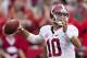 FAYETTEVILLE, AR - SEPTEMBER 15: AJ McCarron #10 of the Alabama Crimson Tide throws a pass during a game against the Arkansas Razorbacks at Razorback Stadium on September 15, 2012 in Fayetteville, Arkansas. (Photo by Wesley Hitt/Getty Images)