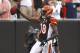 CLEVELAND, OH - SEPTEMBER 11: Wide receiver A.J. Green #18 of the Cincinnati Bengals scores a touchdown against the Cleveland Browns at Cleveland Browns Stadium on September 11, 2011 in Cleveland, Ohio. (Photo by Matt Sullivan/Getty Images)