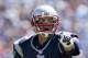 NASHVILLE, TN - SEPTEMBER 9: Tom Brady #12 of the New England Patriots points to a blocking assignment against the Tennessee Titans during their season opener at LP Field on September 8, 2012 in Nashville, Tennessee. (Photo by Wesley Hitt/Getty Images)