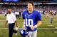 EAST RUTHERFORD, NJ - SEPTEMBER 05: Quarterback Eli Manning #10 of the New York Giants runs off of the field after losing to the Dallas Cowboys by the score of 24-17 during the 2012 NFL season opener at MetLife Stadium on September 5, 2012 in East Rutherford, New Jersey. (Photo by Jeff Zelevansky/Getty Images)