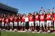 COLUMBUS, OH - SEPTEMBER 8: Head Coach Urban Meyer of the Ohio State Buckeyes sings 'Carmen Ohio' with his players after defeating the Central Florida Knights 36-10 for his second straight win with Ohio State on September 8, 2012 at Ohio Stadium in Columbus, Ohio. (Photo by Kirk Irwin/Getty Images)