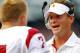 EAST RUTHERFORD, NJ - SEPTEMBER 08: Head coach Lane Kiffin of the USC Trojans talks to quarterback Matt Barkley #7 during a game against the Syracuse Orange at MetLife Stadium on September 8, 2012 in East Rutherford, New Jersey. (Photo by Rich Schultz/Getty Images)