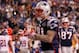 INDIANAPOLIS, IN - FEBRUARY 05: Aaron Hernandez #81 of the New England Patriots celebrates a 12 yard touchdown in the third quarter against the New York Giants during Super Bowl XLVI at Lucas Oil Stadium on February 5, 2012 in Indianapolis, Indiana. (Photo by Rob Carr/Getty Images)