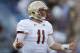 Sep 15, 2012; Evanston, IL, USA; Boston College Eagles quarterback Chase Rettig (11) reacts during the fourth quarter against the Northwestern Wildcats at Ryan Field. Northwestern won 22-13. Mandatory Credit: Jerry Lai-US PRESSWIRE
