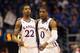 LAWRENCE, KS - DECEMBER 02: Marcus Morris #22 of the Kansas Jayhawks celebrates with Thomas Robinson #0 during the game against the UCLA Bruins on December 2, 2010 at Allen Fieldhouse in Lawrence, Kansas. (Photo by Jamie Squire/Getty Images)