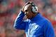 ATHENS, GA - NOVEMBER 19: Head coach Joker Phillips of the Kentucky Wildcats looks on from the sidelines during the game against the Georgia Bulldogs at Sanford Stadium on November 19, 2011 in Athens, Georgia. (Photo by Kevin C. Cox/Getty Images)