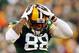 GREEN BAY, WI - JANUARY 15: Jermichael Finley #88 of the Green Bay Packers reacts after a play against the New York Giants during their NFC Divisional playoff game at Lambeau Field on January 15, 2012 in Green Bay, Wisconsin. (Photo by Jamie Squire/Getty Images)