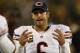 GREEN BAY, WI - SEPTEMBER 13: Quarterback Jay Cutler #6 of the Chicago Bears looks on from the sideline in the third quarter against the Green Bay Packers at Lambeau Field on September 13, 2012 in Green Bay, Wisconsin. (Photo by Jonathan Daniel/Getty Images)