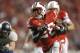 MADISON, WI - SEPTEMBER 15: Running back Montee Ball #28 of the Wisconsin Badgers breaks through the Utah State Aggies defense for a touchdown in the third quarter September 15, 2012 at Camp Randall Stadium in Madison, Wisconsin. (Photo by Tom Lynn/Getty Images)