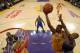 LOS ANGELES, CA - MAY 19: Andrew Bynum #17 of the Los Angeles Lakers goes up for a shot in front of Russell Westbrook #0 of the Oklahoma City Thunder in the second half in Game Four of the Western Conference Semifinals in the 2012 NBA Playoffs on May 19 at Staples Center in Los Angeles, California. NOTE TO USER: User expressly acknowledges and agrees that, by downloading and or using this photograph, User is consenting to the terms and conditions of the Getty Images License Agreement. (Photo by Stephen Dunn/Getty Images)