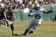 Mikel Leshoure doing what opposing running backs do to the Oakland Raiders, tearing them to shreds.