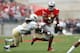 COLUMBUS, OH - SEPTEMBER 8: Braxton Miller #5 of the Ohio State Buckeyes is tackled by Kemal Ishmael #18 of the Central Florida Knights on September 8, 2012 at Ohio Stadium in Columbus, Ohio. (Photo by Kirk Irwin/Getty Images)