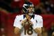 ATLANTA, GA - SEPTEMBER 17: Quarterback Peyton Manning #18 of the Denver Broncos looks to throw the ball against the Atlanta Falcons during their game at the Georgia Dome on September 17, 2012 in Atlanta, Georgia. (Photo by Kevin C. Cox/Getty Images)
