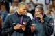 LONDON, ENGLAND - AUGUST 12: Gold medallists Tyson Chandler #4 of the United States and Kevin Durant #5 of the United States celebrate on the podium during the medal ceremony for the Men's Basketball on Day 16 of the London 2012 Olympics Games at North Greenwich Arena on August 12, 2012 in London, England. (Photo by Christian Petersen/Getty Images)