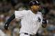 NEW YORK, NY - APRIL 17: Eduardo Nunez #26 of the New York Yankees runs out an RBI single in the third inning against the Minnesota Twins at Yankee Stadium on April 17, 2012 in the Bronx borough of New York City. (Photo by Mike Stobe/Getty Images)