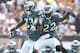 Sep 9, 2012; Cleveland, OH, USA; Philadelphia Eagles cornerback Dominique Rodgers-Cromartie (23) celebrates his interception with cornerback Brandon Boykin (22) in the second quarter against the Cleveland Browns at Cleveland Browns Stadium. Mandatory Credit: David Richard-US PRESSWIRE