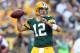 GREEN BAY, WI - SEPTEMBER 09: Aaron Rodgers #12 of the Green Bay Packers throws a pass during the NFL season opener against the San Francisco 49ers at Lambeau Field on September 9, 2012 in Green Bay, Wisconsin. (Photo by Andy Lyons/Getty Images)