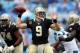 CHARLOTTE, NC - SEPTEMBER 16: Drew Brees #9 of the New Orleans Saints during their game at Bank of America Stadium on September 16, 2012 in Charlotte, North Carolina. (Photo by Streeter Lecka/Getty Images)