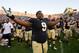 Sept. 17, 2011; South Bend, IN, USA; Notre Dame Fighting Irish nose tackle Louis Nix III (9) celebrates after Notre Dame defeated the Michigan State Spartans 31-13 at Notre Dame Stadium. Mandatory Credit: Matt Cashore-US PRESSWIRE