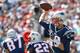 FOXBORO, MA - SEPTEMBER 16: Tom Brady #12 of the New England Patriots throws in the first half during a game against Arizona Cardinals at Gillette Stadium on September 16, 2012 in Foxboro, Massachusetts. (Photo by Jim Rogash/Getty Images)