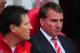 SUNDERLAND, ENGLAND - SEPTEMBER 15: Liverpool manager Brendan Rodgers (r) listens to coach Colin Pascoe before the Barclays Premier league match between Sunderland and Liverpool at Stadium of Light on September 15, 2012 in Sunderland, England. (Photo by Stu Forster/Getty Images)