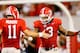 ATHENS, GA - SEPTEMBER 15: Todd Gurley #3 of the Georgia Bulldogs celebrates his touchdown against the Florida Atlantic Owls with Aaron Murray #11 at Sanford Stadium on September 15, 2012 in Athens, Georgia. (Photo by Kevin C. Cox/Getty Images)